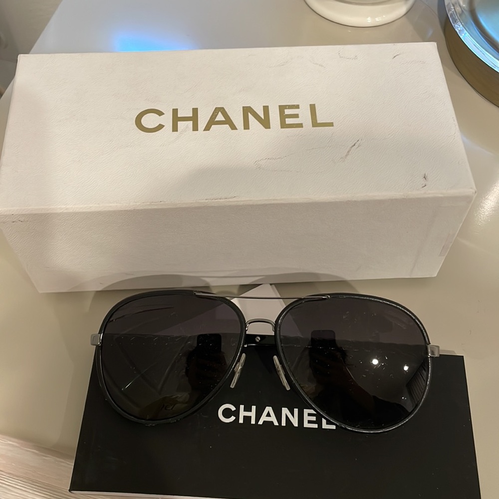 Chanel Pilot Sunglasses (Black/Gray)